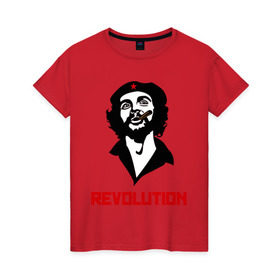 Женская футболка хлопок с принтом Che Guevara Revolution в Белгороде, 100% хлопок | прямой крой, круглый вырез горловины, длина до линии бедер, слегка спущенное плечо | че гевара