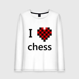 Женский лонгслив хлопок с принтом I love chess в Белгороде, 100% хлопок |  | chess | i love chess | шахматы | я люблю шахматы