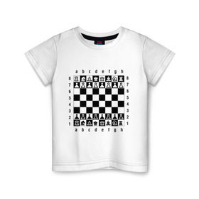 Детская футболка хлопок с принтом Шахматная достка в Белгороде, 100% хлопок | круглый вырез горловины, полуприлегающий силуэт, длина до линии бедер | шахматист | шахматная доска | шахматы