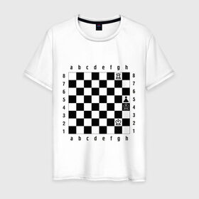 Мужская футболка хлопок с принтом Шахматная комбинация 1 в Белгороде, 100% хлопок | прямой крой, круглый вырез горловины, длина до линии бедер, слегка спущенное плечо. | комбинация | шахматист | шахматная доска | шахматы