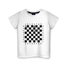 Детская футболка хлопок с принтом Комбинация шах и мат в Белгороде, 100% хлопок | круглый вырез горловины, полуприлегающий силуэт, длина до линии бедер | Тематика изображения на принте: checkmate | мат | шах | шах и мат | шахматист | шахматная доска | шахматы
