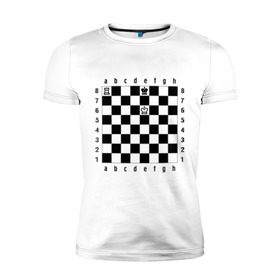 Мужская футболка премиум с принтом Комбинация шах и мат в Белгороде, 92% хлопок, 8% лайкра | приталенный силуэт, круглый вырез ворота, длина до линии бедра, короткий рукав | checkmate | мат | шах | шах и мат | шахматист | шахматная доска | шахматы