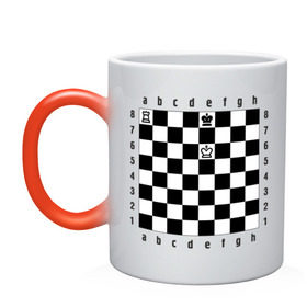 Кружка хамелеон с принтом Комбинация шах и мат в Белгороде, керамика | меняет цвет при нагревании, емкость 330 мл | Тематика изображения на принте: checkmate | мат | шах | шах и мат | шахматист | шахматная доска | шахматы