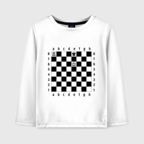 Детский лонгслив хлопок с принтом Комбинация шах и мат в Белгороде, 100% хлопок | круглый вырез горловины, полуприлегающий силуэт, длина до линии бедер | checkmate | мат | шах | шах и мат | шахматист | шахматная доска | шахматы