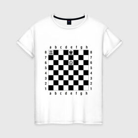 Женская футболка хлопок с принтом Комбинация шах и мат в Белгороде, 100% хлопок | прямой крой, круглый вырез горловины, длина до линии бедер, слегка спущенное плечо | checkmate | мат | шах | шах и мат | шахматист | шахматная доска | шахматы