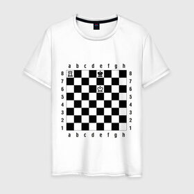 Мужская футболка хлопок с принтом Комбинация шах и мат в Белгороде, 100% хлопок | прямой крой, круглый вырез горловины, длина до линии бедер, слегка спущенное плечо. | Тематика изображения на принте: checkmate | мат | шах | шах и мат | шахматист | шахматная доска | шахматы