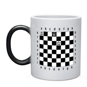 Кружка хамелеон с принтом Комбинация Шах в Белгороде, керамика | меняет цвет при нагревании, емкость 330 мл | checkmate | мат | шах | шах и мат | шахматист | шахматная доска | шахматы