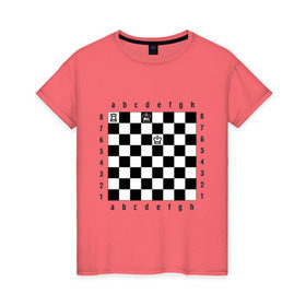 Женская футболка хлопок с принтом Комбинация Шах в Белгороде, 100% хлопок | прямой крой, круглый вырез горловины, длина до линии бедер, слегка спущенное плечо | checkmate | мат | шах | шах и мат | шахматист | шахматная доска | шахматы