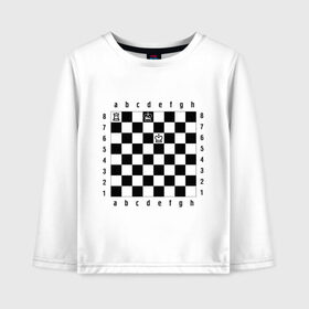 Детский лонгслив хлопок с принтом Комбинация Шах в Белгороде, 100% хлопок | круглый вырез горловины, полуприлегающий силуэт, длина до линии бедер | Тематика изображения на принте: checkmate | мат | шах | шах и мат | шахматист | шахматная доска | шахматы