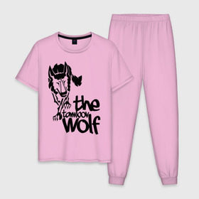 Мужская пижама хлопок с принтом тамбовский волк в Белгороде, 100% хлопок | брюки и футболка прямого кроя, без карманов, на брюках мягкая резинка на поясе и по низу штанин
 | Тематика изображения на принте: wolf | волк | животные