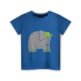Детская футболка хлопок с принтом Веселый слоник в Белгороде, 100% хлопок | круглый вырез горловины, полуприлегающий силуэт, длина до линии бедер | Тематика изображения на принте: слон