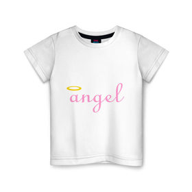 Детская футболка хлопок с принтом Angel Girl Print в Белгороде, 100% хлопок | круглый вырез горловины, полуприлегающий силуэт, длина до линии бедер | Тематика изображения на принте: angel | angel girl | ангел | девушка ангел | девушкам | нимба