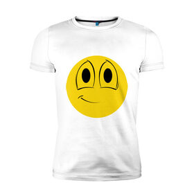 Мужская футболка премиум с принтом Лучший смайлик в Белгороде, 92% хлопок, 8% лайкра | приталенный силуэт, круглый вырез ворота, длина до линии бедра, короткий рукав | smile. улыбка | лучший смайл | смайл | смайлик