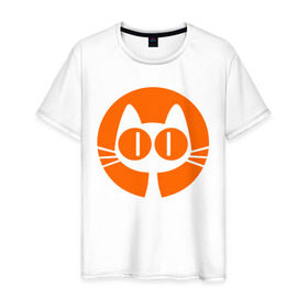 Мужская футболка хлопок с принтом Кошка и луна в Белгороде, 100% хлопок | прямой крой, круглый вырез горловины, длина до линии бедер, слегка спущенное плечо. | кот | коте | кошка | кошка и луна | луна | черный кот