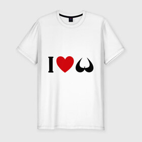 Мужская футболка премиум с принтом i love tits - я люблю сиськи в Белгороде, 92% хлопок, 8% лайкра | приталенный силуэт, круглый вырез ворота, длина до линии бедра, короткий рукав | i love | i love boobs | i love tits | я люблю