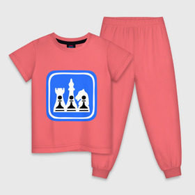 Детская пижама хлопок с принтом белые-черные в Белгороде, 100% хлопок |  брюки и футболка прямого кроя, без карманов, на брюках мягкая резинка на поясе и по низу штанин
 | chess | дорожный знак | знак | шахматы