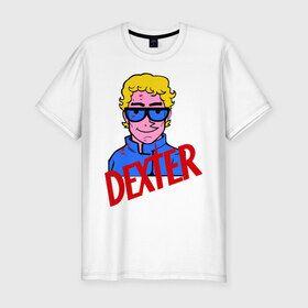 Мужская футболка премиум с принтом Мультяшный Dexter в Белгороде, 92% хлопок, 8% лайкра | приталенный силуэт, круглый вырез ворота, длина до линии бедра, короткий рукав | dexter | декстер | сериалы | тв сериалы