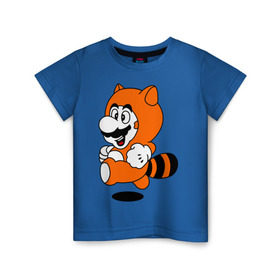 Детская футболка хлопок с принтом Mario In Tanooki Suit в Белгороде, 100% хлопок | круглый вырез горловины, полуприлегающий силуэт, длина до линии бедер | nintendo | марио | нинтендо