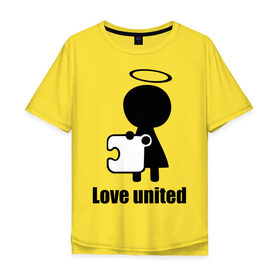Мужская футболка хлопок Oversize с принтом Love united женская в Белгороде, 100% хлопок | свободный крой, круглый ворот, “спинка” длиннее передней части | love united | love united женская | для двоих | парные
