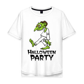 Мужская футболка хлопок Oversize с принтом Halloween party-зомби в Белгороде, 100% хлопок | свободный крой, круглый ворот, “спинка” длиннее передней части | зомби