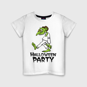 Детская футболка хлопок с принтом Halloween party-зомби в Белгороде, 100% хлопок | круглый вырез горловины, полуприлегающий силуэт, длина до линии бедер | Тематика изображения на принте: зомби