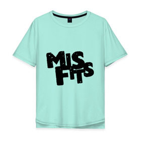 Мужская футболка хлопок Oversize с принтом Misfits лого в Белгороде, 100% хлопок | свободный крой, круглый ворот, “спинка” длиннее передней части | Тематика изображения на принте: missfit | мисфит | отбросы | сериалы