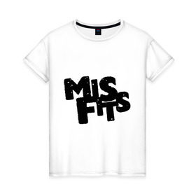 Женская футболка хлопок с принтом Misfits лого в Белгороде, 100% хлопок | прямой крой, круглый вырез горловины, длина до линии бедер, слегка спущенное плечо | missfit | мисфит | отбросы | сериалы