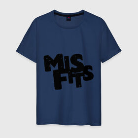 Мужская футболка хлопок с принтом Misfits лого в Белгороде, 100% хлопок | прямой крой, круглый вырез горловины, длина до линии бедер, слегка спущенное плечо. | Тематика изображения на принте: missfit | мисфит | отбросы | сериалы