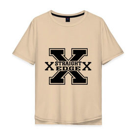 Мужская футболка хлопок Oversize с принтом Streght edge (sXe) (2) в Белгороде, 100% хлопок | свободный крой, круглый ворот, “спинка” длиннее передней части | streght edge | sxe | меломанам | музыка