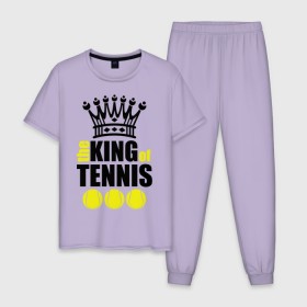 Мужская пижама хлопок с принтом Король тенниса в Белгороде, 100% хлопок | брюки и футболка прямого кроя, без карманов, на брюках мягкая резинка на поясе и по низу штанин
 | король | король тенниса | спорт | теннис