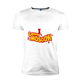 Мужская футболка премиум с принтом I love MOSCOW (3) в Белгороде, 92% хлопок, 8% лайкра | приталенный силуэт, круглый вырез ворота, длина до линии бедра, короткий рукав | i love moscow | moscow | город | города | москва | я люблю москву