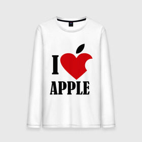 Мужской лонгслив хлопок с принтом i love apple с листиком в Белгороде, 100% хлопок |  | apple | джобс | телефон | яблоко