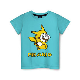 Детская футболка хлопок с принтом Pikario в Белгороде, 100% хлопок | круглый вырез горловины, полуприлегающий силуэт, длина до линии бедер | марио