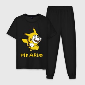 Мужская пижама хлопок с принтом Pikario в Белгороде, 100% хлопок | брюки и футболка прямого кроя, без карманов, на брюках мягкая резинка на поясе и по низу штанин
 | марио