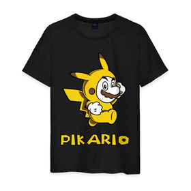 Мужская футболка хлопок с принтом Pikario в Белгороде, 100% хлопок | прямой крой, круглый вырез горловины, длина до линии бедер, слегка спущенное плечо. | марио