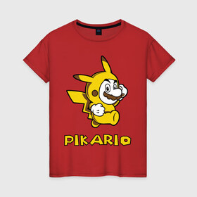 Женская футболка хлопок с принтом Pikario в Белгороде, 100% хлопок | прямой крой, круглый вырез горловины, длина до линии бедер, слегка спущенное плечо | марио