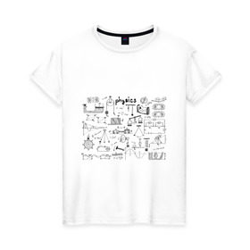 Женская футболка хлопок с принтом Все силы(F) физики в Белгороде, 100% хлопок | прямой крой, круглый вырез горловины, длина до линии бедер, слегка спущенное плечо | для студентов | студенческие | физика | шпаргалка | шпаргалки | шпоры