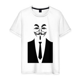 Мужская футболка хлопок с принтом Business Anonymous в Белгороде, 100% хлопок | прямой крой, круглый вырез горловины, длина до линии бедер, слегка спущенное плечо. | anonymous | business | business anonymous | vendetta