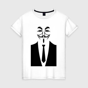 Женская футболка хлопок с принтом Business Anonymous в Белгороде, 100% хлопок | прямой крой, круглый вырез горловины, длина до линии бедер, слегка спущенное плечо | anonymous | business | business anonymous | vendetta