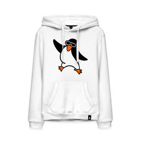 Мужская толстовка хлопок с принтом Пингвин танцует в Белгороде, френч-терри, мягкий теплый начес внутри (100% хлопок) | карман-кенгуру, эластичные манжеты и нижняя кромка, капюшон с подкладом и шнурком | пингвин