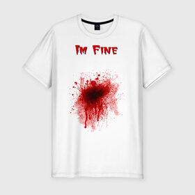 Мужская футболка премиум с принтом Кровавое пятно в Белгороде, 92% хлопок, 8% лайкра | приталенный силуэт, круглый вырез ворота, длина до линии бедра, короткий рукав | cool777 | im fine | в порядке | кровь | рана | шрам