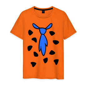 Мужская футболка хлопок с принтом Галстук из мультика флинстоун - Flintstones в Белгороде, 100% хлопок | прямой крой, круглый вырез горловины, длина до линии бедер, слегка спущенное плечо. | flintstones | галстук | одежда | синий галстук | флинстоун