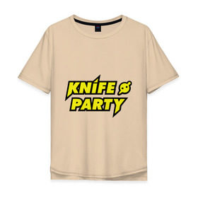 Мужская футболка хлопок Oversize с принтом Knife party в Белгороде, 100% хлопок | свободный крой, круглый ворот, “спинка” длиннее передней части | dubstep | вечеринка | даб степ | дабстеп | музыка