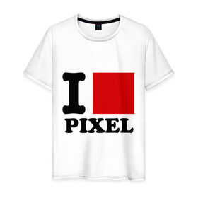 Мужская футболка хлопок с принтом i love pixel - я люблю пиксили в Белгороде, 100% хлопок | прямой крой, круглый вырез горловины, длина до линии бедер, слегка спущенное плечо. | изображение | качество | квадратик | монитор | разрешение | экран | я люблю пиксели