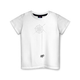 Детская футболка хлопок с принтом Паутина на груди в Белгороде, 100% хлопок | круглый вырез горловины, полуприлегающий силуэт, длина до линии бедер | животные | насекомое | паук | паутинка | паучок | прикольные картинки