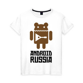 Женская футболка хлопок с принтом Android Russia в Белгороде, 100% хлопок | прямой крой, круглый вырез горловины, длина до линии бедер, слегка спущенное плечо | android russia | антибренд