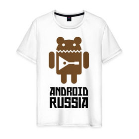 Мужская футболка хлопок с принтом Android Russia в Белгороде, 100% хлопок | прямой крой, круглый вырез горловины, длина до линии бедер, слегка спущенное плечо. | android russia | антибренд