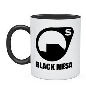 Кружка двухцветная с принтом Black mesa Black logo в Белгороде, керамика | объем — 330 мл, диаметр — 80 мм. Цветная ручка и кайма сверху, в некоторых цветах — вся внутренняя часть | black mesa | игры | компьютерные игры