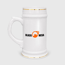 Кружка пивная с принтом Black mesa Main logo в Белгороде,  керамика (Материал выдерживает высокую температуру, стоит избегать резкого перепада температур) |  объем 630 мл | black mesa | игры | компьютерные игры