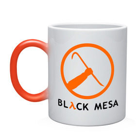 Кружка хамелеон с принтом Black mesa Orange logo в Белгороде, керамика | меняет цвет при нагревании, емкость 330 мл | black mesa | игры | компьютерные игры